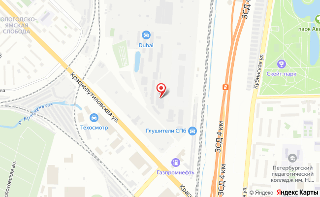 Карта проезда на производство на Краснопутиловской улице 46